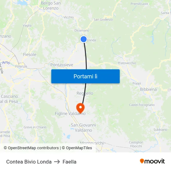 Contea Bivio Londa to Faella map