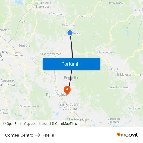 Contea Centro to Faella map