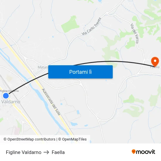 Figline Valdarno to Faella map