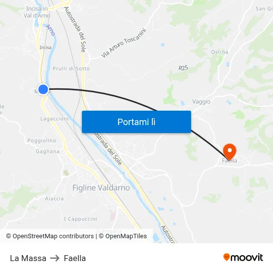 La Massa to Faella map