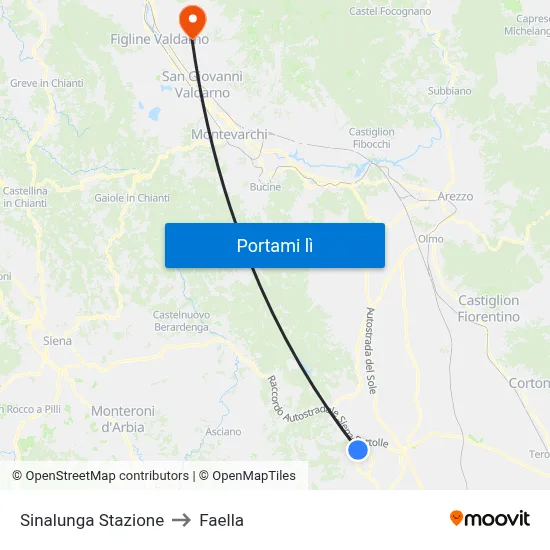 Sinalunga Stazione to Faella map