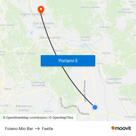 Foiano Mio Bar to Faella map
