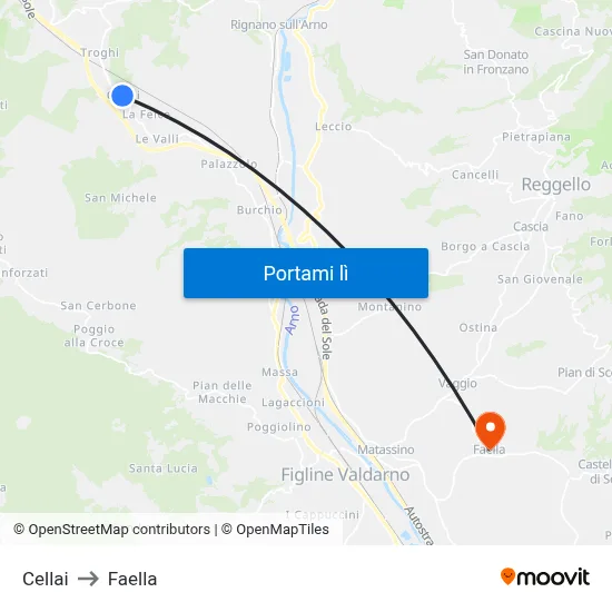 Cellai to Faella map
