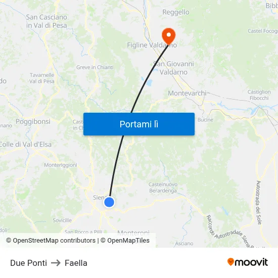 Due Ponti to Faella map