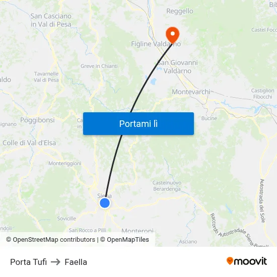 Porta Tufi to Faella map