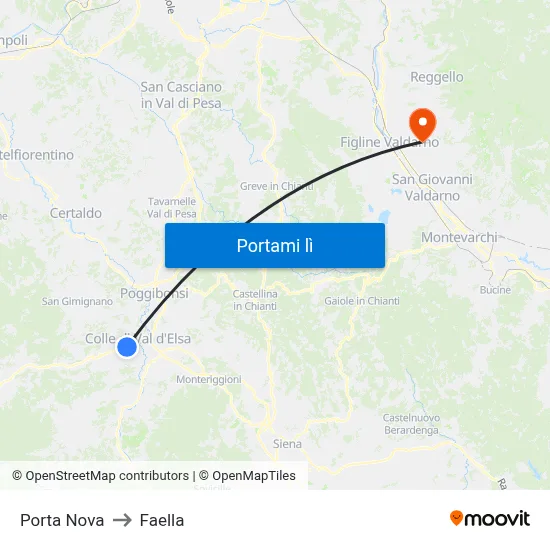 Porta Nova to Faella map