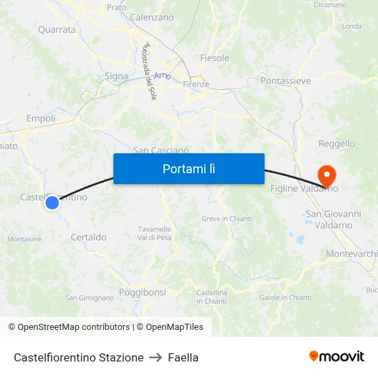 Castelfiorentino Stazione to Faella map