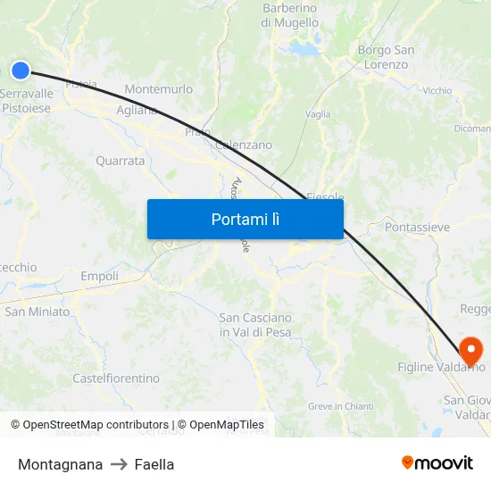 Montagnana to Faella map