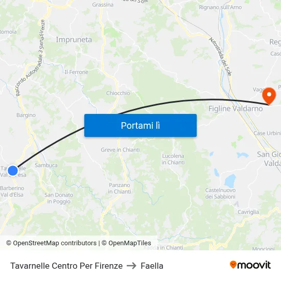 Tavarnelle Centro Per Firenze to Faella map
