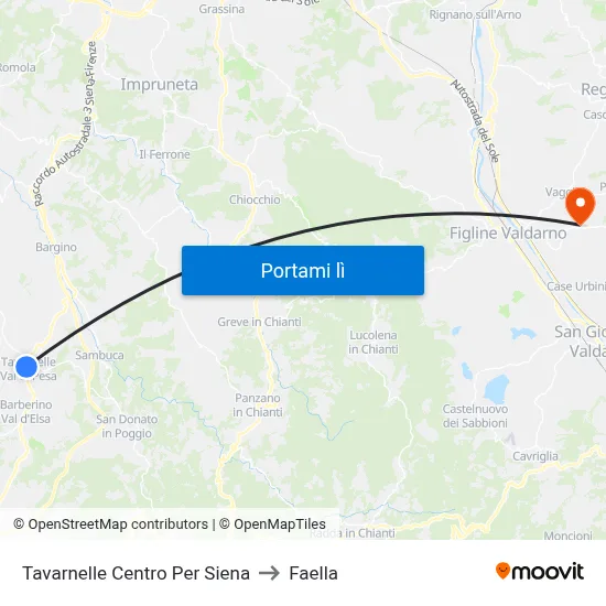 Tavarnelle Centro Per Siena to Faella map
