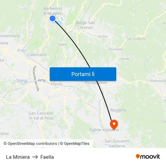 La Miniera to Faella map