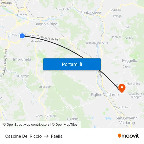Cascine Del Riccio to Faella map