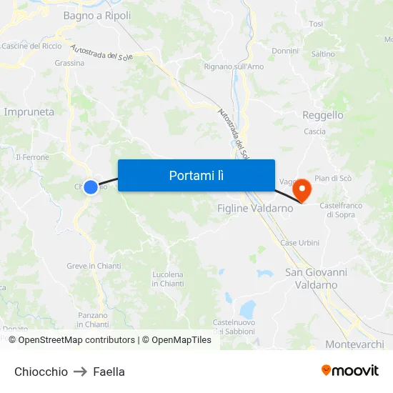 Chiocchio to Faella map