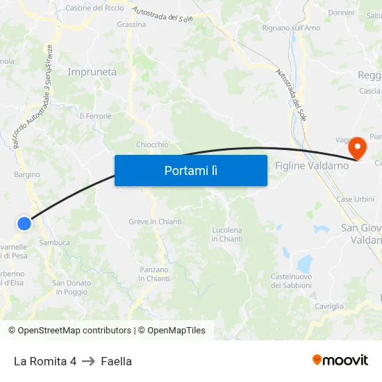 La Romita 4 to Faella map