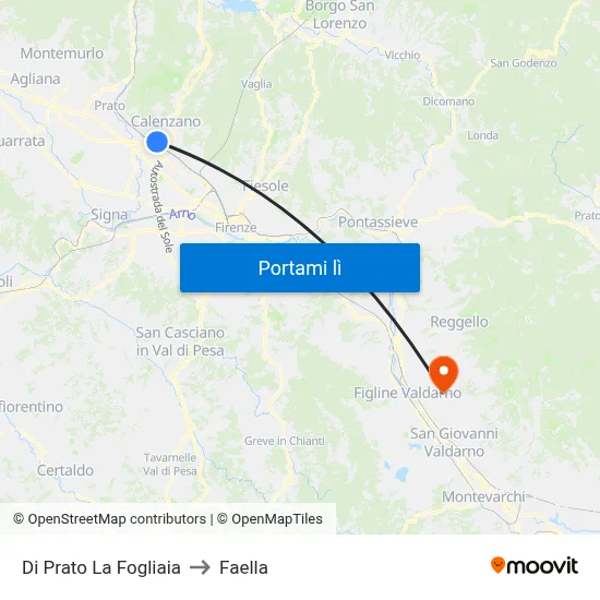 Di Prato La Fogliaia to Faella map