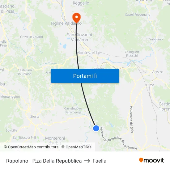 Rapolano - P.za Della Repubblica to Faella map