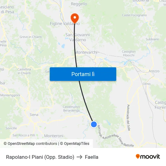 Rapolano-I Piani (Opp. Stadio) to Faella map