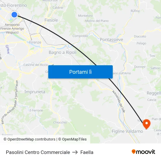 Pasolini Centro Commerciale to Faella map