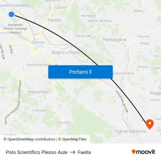 Polo Scientifico Plesso Aule to Faella map