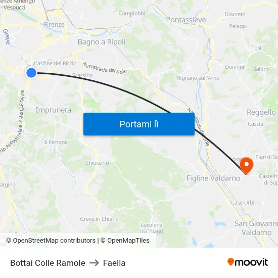 Bottai Colle Ramole to Faella map