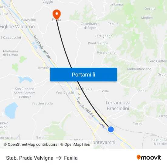 Stab. Prada Valvigna to Faella map