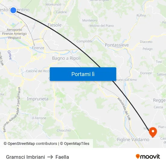 Gramsci Imbriani to Faella map