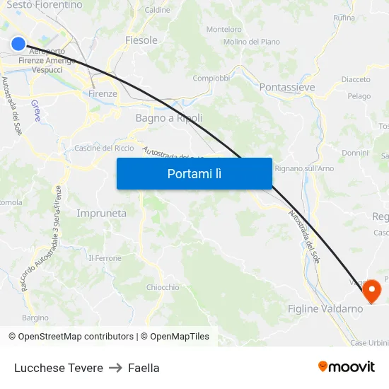 Lucchese Tevere to Faella map