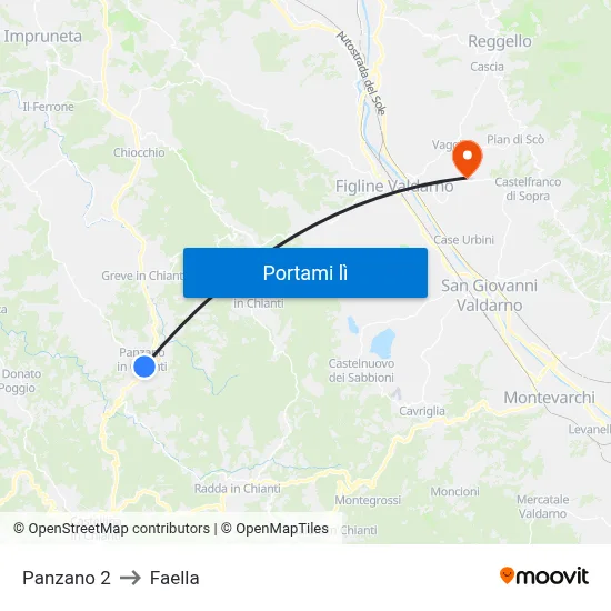 Panzano 2 to Faella map