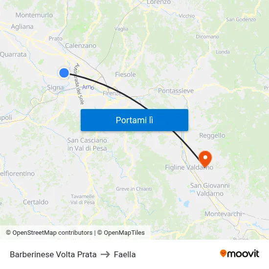 Barberinese Volta Prata to Faella map