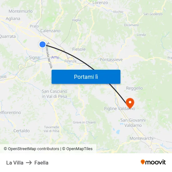 La Villa to Faella map