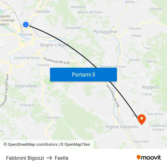 Fabbroni Bigozzi to Faella map