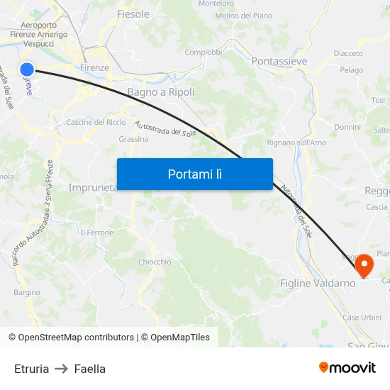 Etruria to Faella map