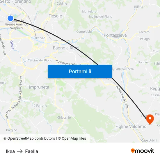 Ikea to Faella map