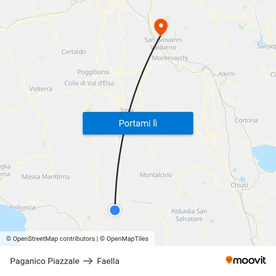 Paganico Piazzale to Faella map