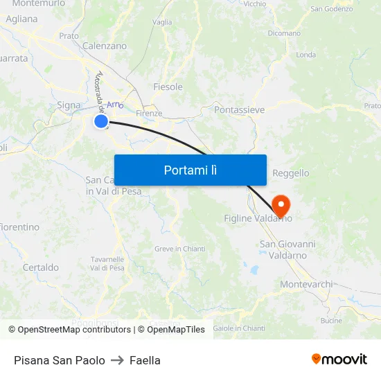 Pisana San Paolo to Faella map