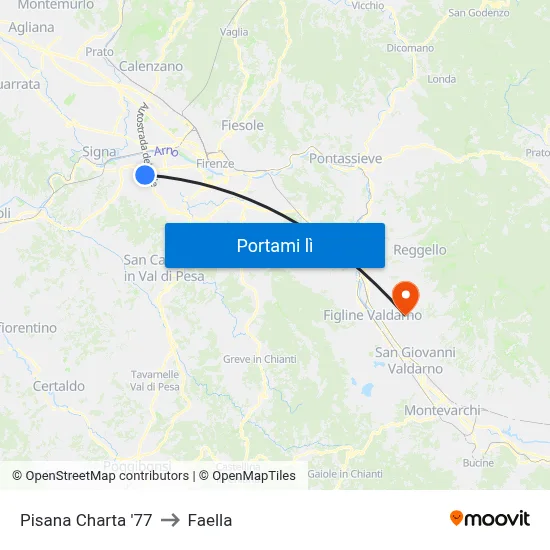 Pisana Charta '77 to Faella map