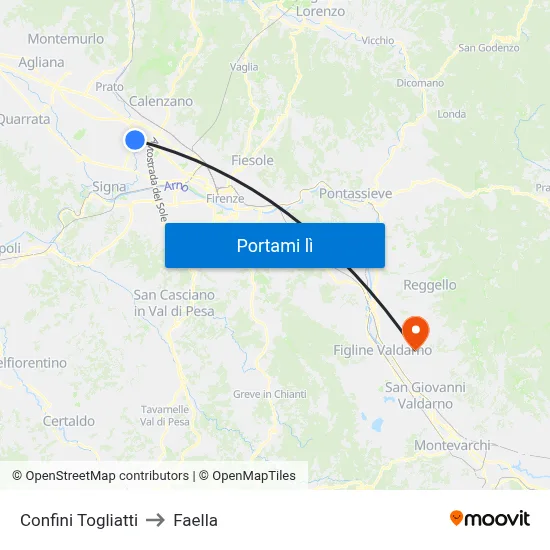 Confini Togliatti to Faella map