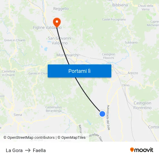 La Gora to Faella map