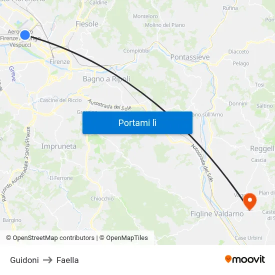 Guidoni to Faella map