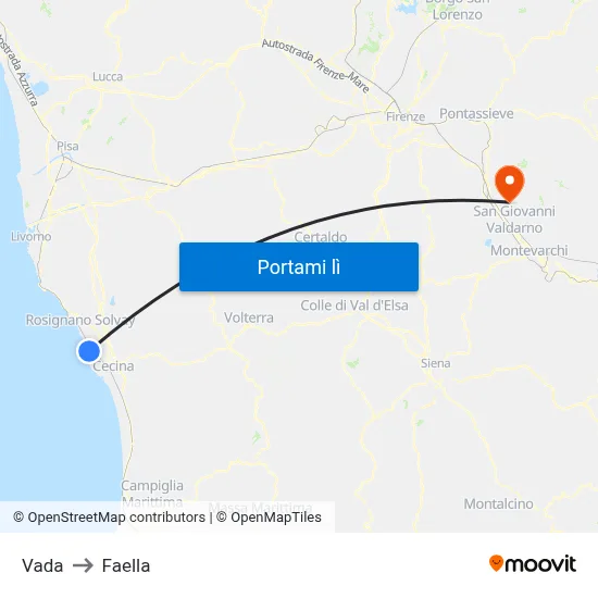 Vada to Faella map