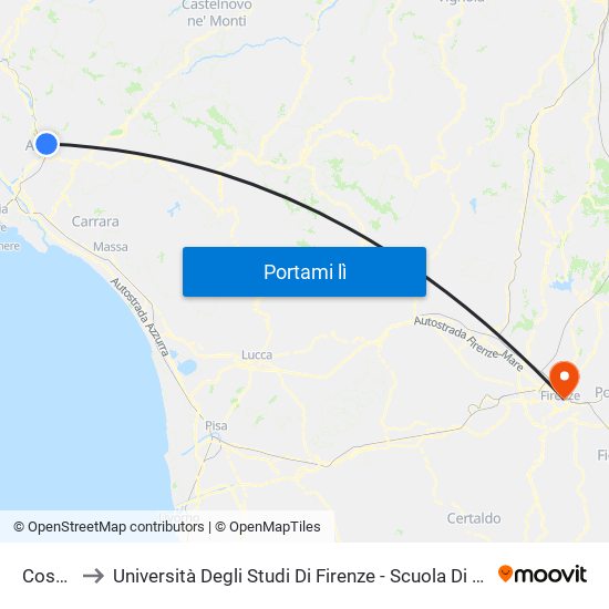 Costamala to Università Degli Studi Di Firenze - Scuola Di Studi Umanistici E Della Formazione map