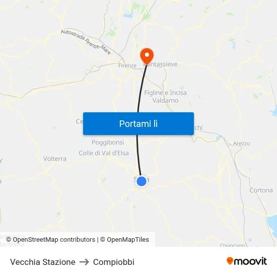 Vecchia Stazione to Compiobbi map