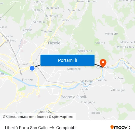 Libertà Porta San Gallo to Compiobbi map