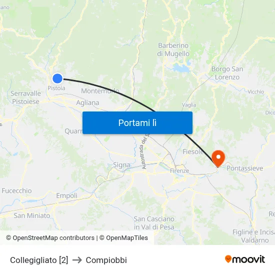 Collegigliato [2] to Compiobbi map