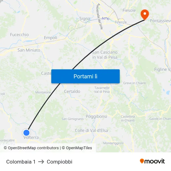 Colombaia 1 to Compiobbi map