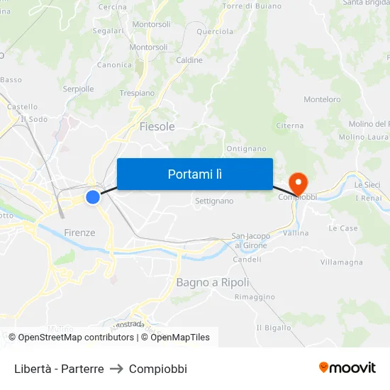 Libertà - Parterre to Compiobbi map