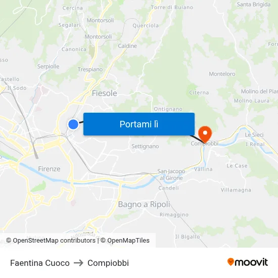 Faentina Cuoco to Compiobbi map