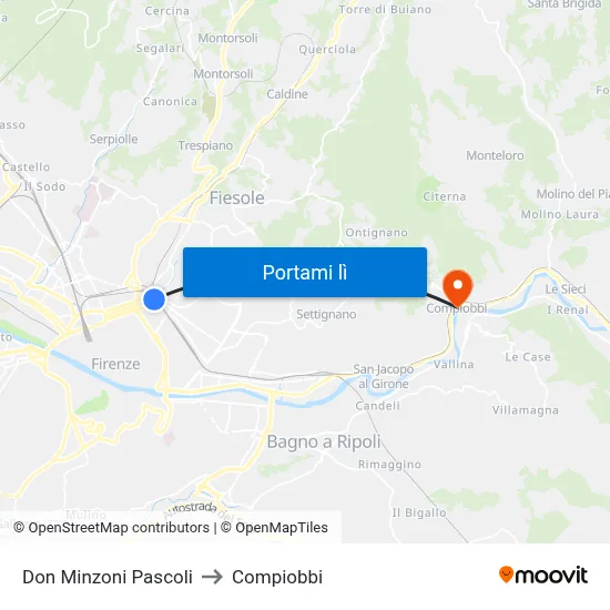 Don Minzoni Pascoli to Compiobbi map