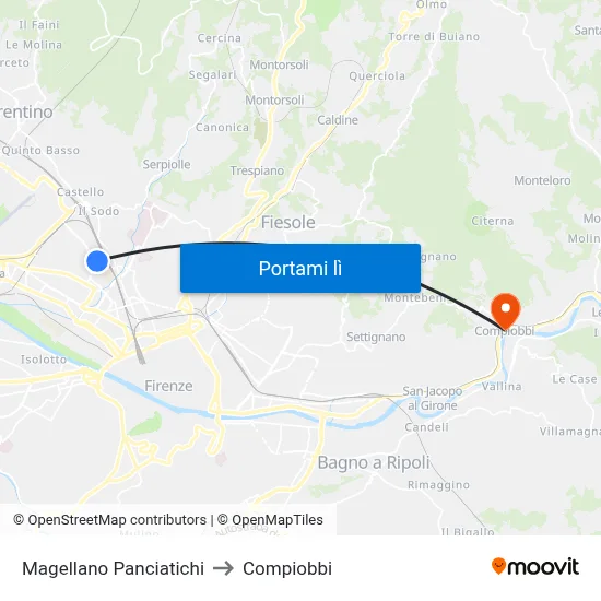 Magellano Panciatichi to Compiobbi map