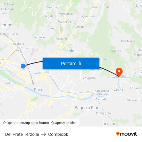 Del Prete Terzolle to Compiobbi map